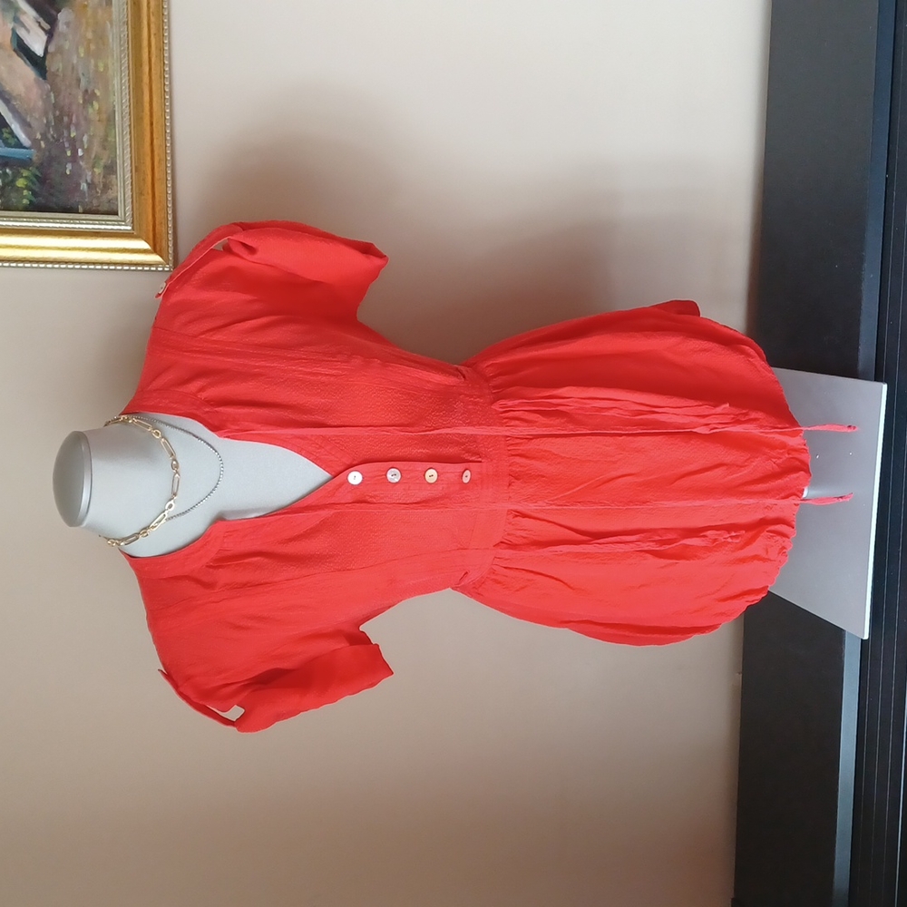 NWOT 100% Silk Red Orange blouse 👚 Size S
